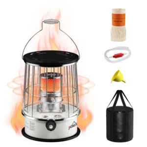 Homelux 6L Petroleumofen, 9.000 BTU/h, ohne Strom, mobil, 20㎡ Heizbereich, mit Kleidersack, gehärtetem Glas-Schornstein