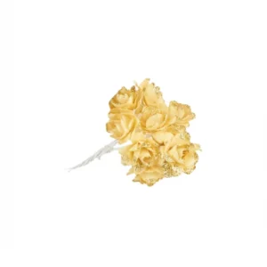 Fleurs en papier pailleté pour décoration or avec tiges souples