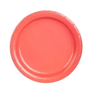 Assiettes rondes en carton pour dessert rouge corail