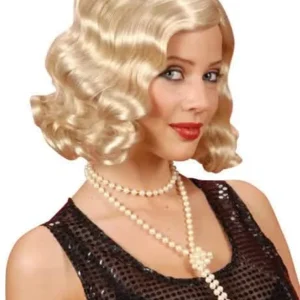 Perruque ondulée années 20 pour femme blonde