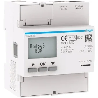 HAGER ECA380D Elektriciteitsmeter 72 mm