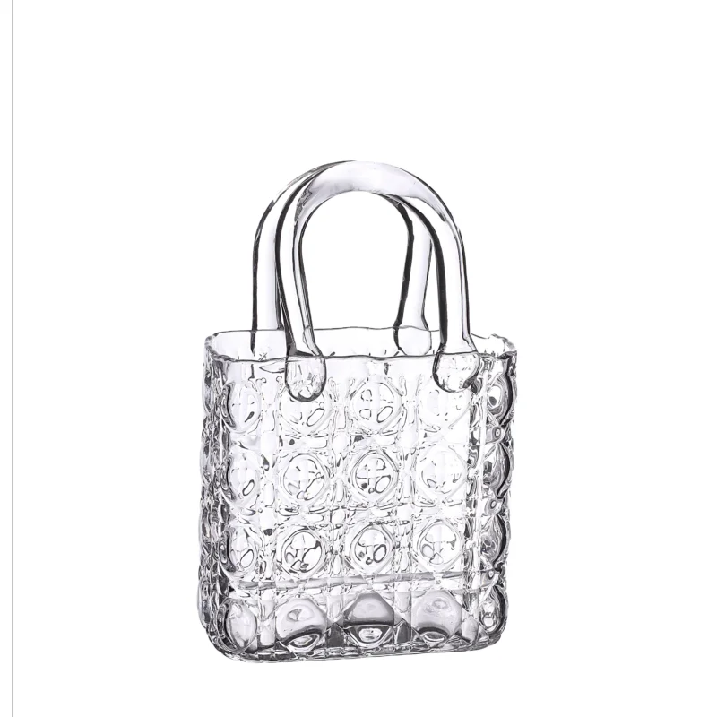 Handbag vase Elysee glass handle L.19 x W.11 x H.28 cm clear (1 pc)