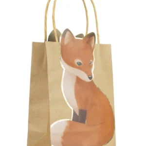 Sac cadeau woodland renard pour fête en kraft marron avec anses