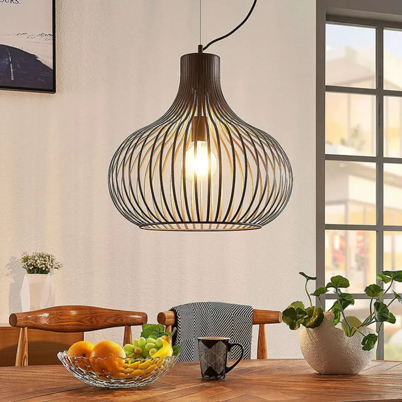 B-Ware Lindby Frances Hängeleuchte Hängeleuchte Lampe Leuchte Braun 1 Fl. ø 48 Cm E27