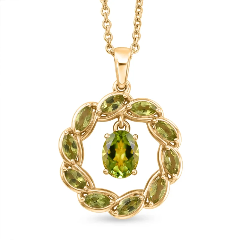 EVER TRUE AA Natürlicher Peridot Anhänger mit Kette, ca. 50 cm ca. 2.78 ct