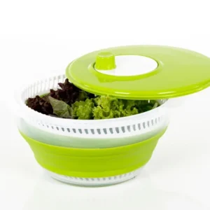 faltbare Salatschleuder, lime/weiß, auch Sieb & Schüssel, mit Deckel