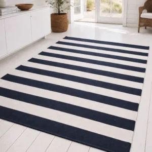 Teppich BRED STRIB - 140x200 cm Anthrazit / Natur