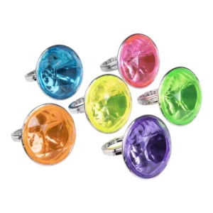 Lot de 6 bagues diamants princesse pour enfant multicolores
