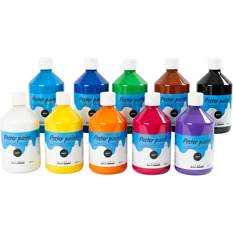 Poster paint Matte, assorted colours, 10x500 ml