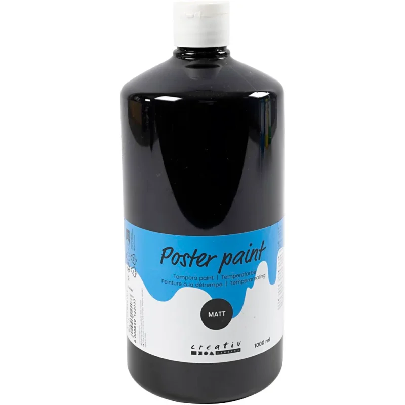 Poster paint Matte, black, 1000 ml/ 1 bottle
