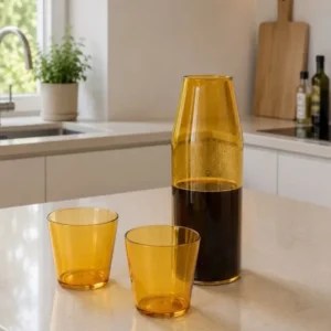 Nine Milk Glas + Karaffe - Gelb