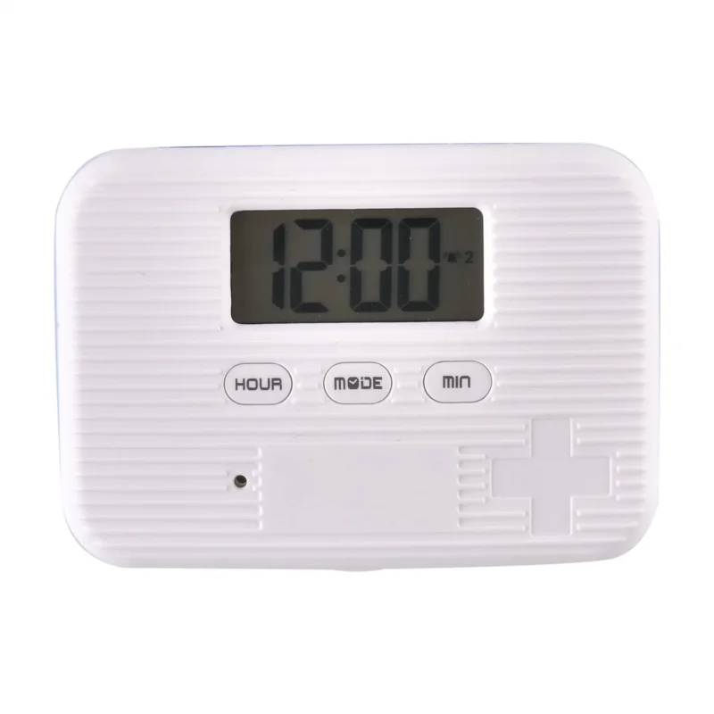 6-Fach Pillendose mit Timer, 9.5x6.5x2cm, Weiß