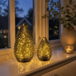 Tannenzapfen mit LED-Licht - Grün
