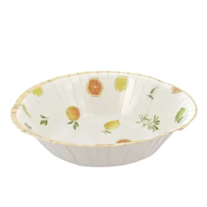 Bol en carton fizz agrume pour fête crème orange jaune et or décor fruité