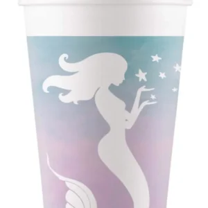 Gobelets en carton sirène élégante pour enfant bleu et rose
