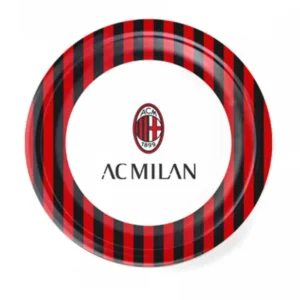 Assiettes en carton AC Milan pour anniversaire rouge et noir à rayures