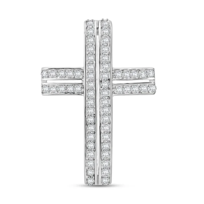 Lustro Stella Weißer Zirkonia Kreuz Anhänger 925 Silber rhodiniert