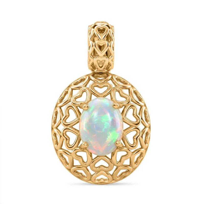 D'Joy AA Natürlicher, äthiopischer Welo Opal Anhänger 925 Silber Gold ca. 0.82 ct