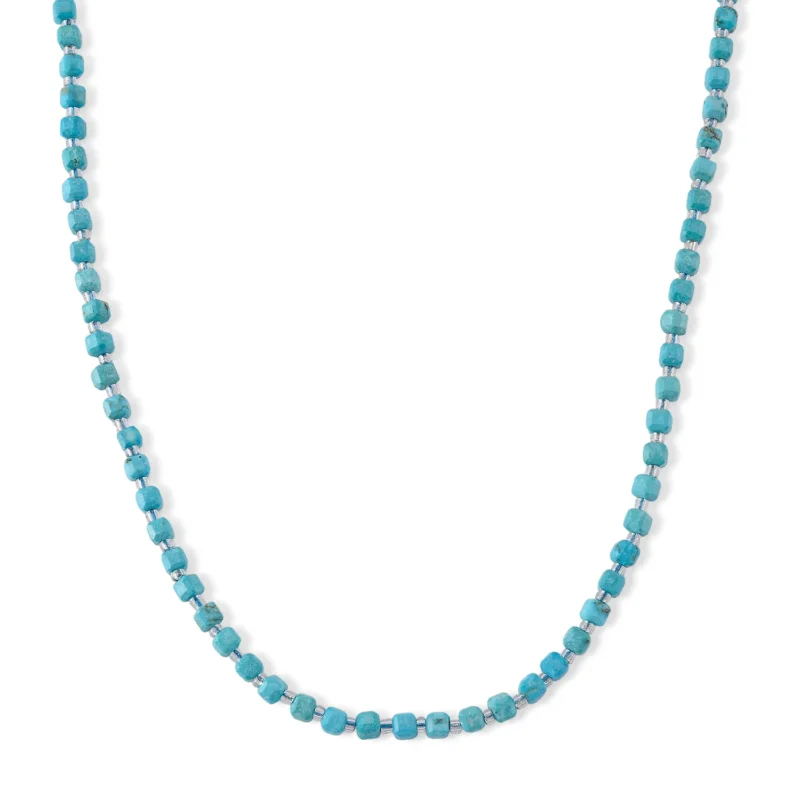 Blauer Howlit, Glas Halskette, flexibel, 316L Edelstahl 85.00 ct