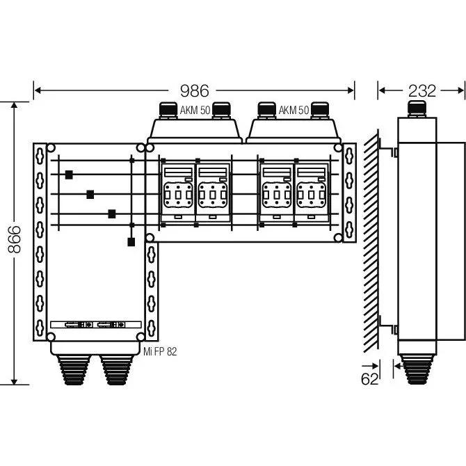 Hensel - Sicherungslasttrennschalter mit Gehäuse Mi-Hauptleitungsverteiler Mi HV 9154 4x3xNH00 125A 5-pol