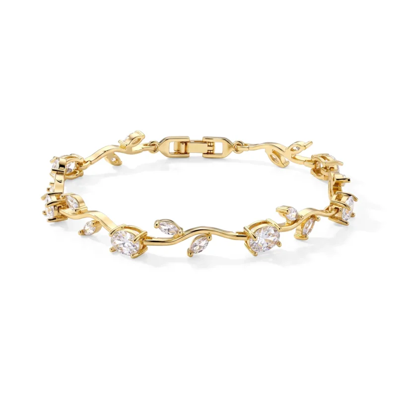 Weißer Zirkonia Armband ca. 20 cm Nickelfreies Messing, Goldfarben