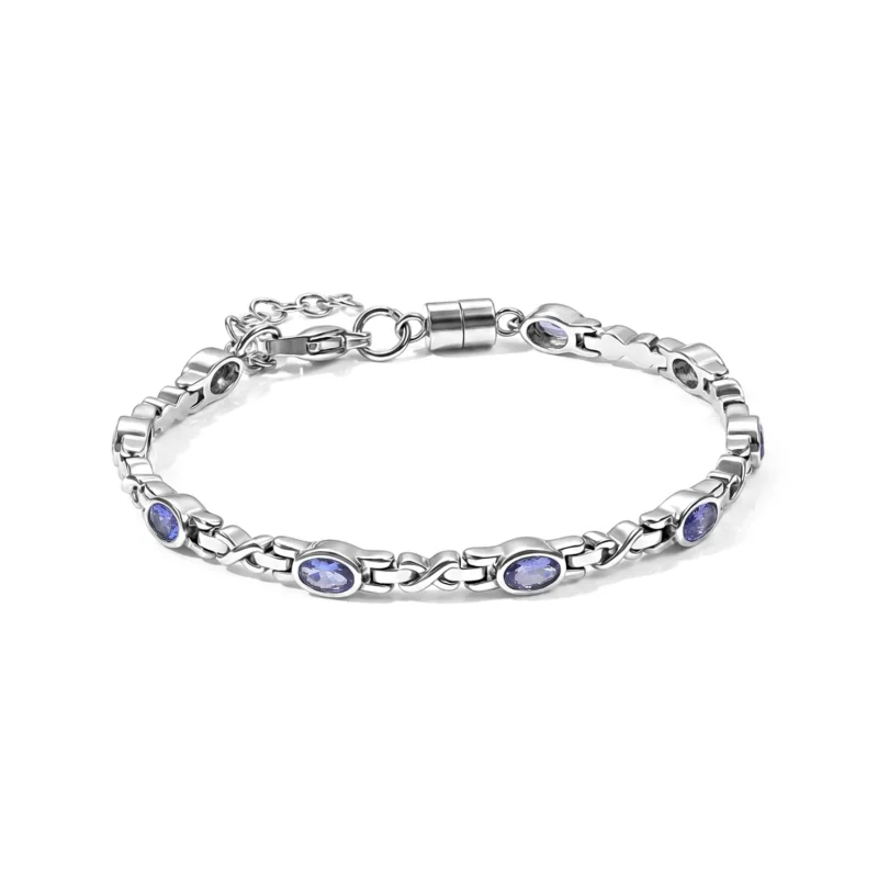EverTrue Tansanit 18+2cm Armband, Edelstahl - 2,21 ct.
