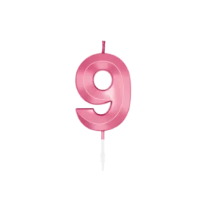 9 Jaar Kaars Roze Metallic 6cm van WeFiesta koop je bij Partywinkel