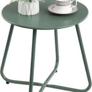 Kleiner Runder Outdoor Gartentisch Metall Grün wetterfest