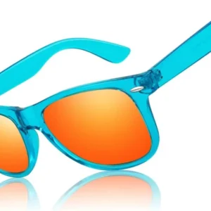 Polarisierte Retro Sonnenbrille UV400 Cat 3 CE 1 Blauer Rahmen & Rot