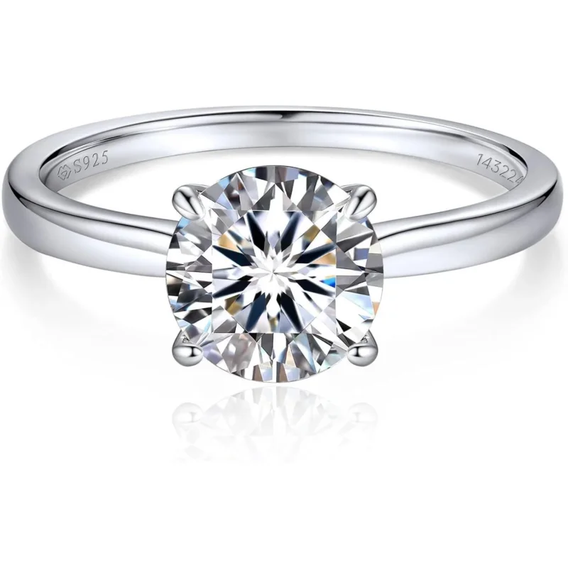 Verlobungsring Damen Moissanit 2 Karat 925 Sterling Silber D VVS1