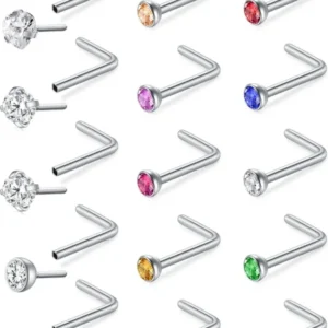 Nasenpiercing Set Chirurgenstahl Zirkonia 20G 8-18 Stück Opal CZ
