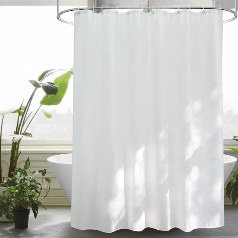 Duschvorhang Anti-Schimmel Weiß Textil 200x200 Wasserdicht Waschbar