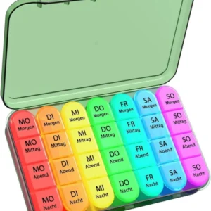 Tablettenbox 7 Tage BPA Frei 4 Fächer Olivgrün
