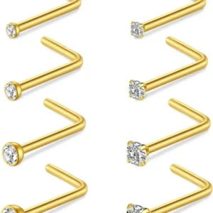 Nasenpiercing Set Chirurgenstahl Kristall Gold Silber 20G 18G
