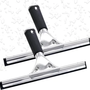 Fensterabzieher Profi mit Gummilippe 2er Set Schwarz Edelstahl 25cm
