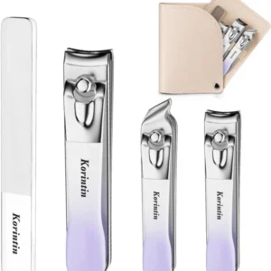 Nagelknipser-Set 4-teilig mit Nanoglas-Nagelfeile & Lederetui