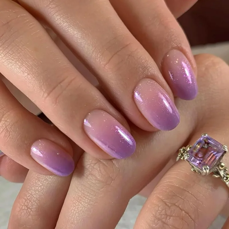 Press On Nails Glänzend Rosa Lila Gradient Oval