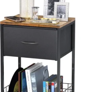 Schlafzimmer Beistelltisch mit Stoffschubladen Braun