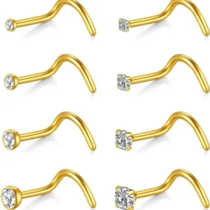 Nasenpiercing Set 20G 18G Chirurgenstahl Ringe Kristall Silber Gold