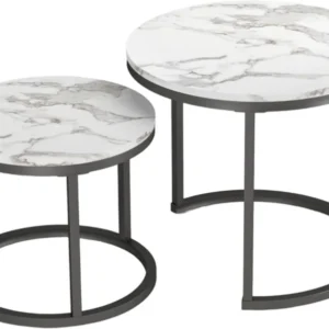 Modernes 2er Set Couchtisch Marmor Optik Rund