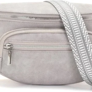 Kleine Bauchtasche Damen Beige Veganes Leder Umhängetasche Crossbody