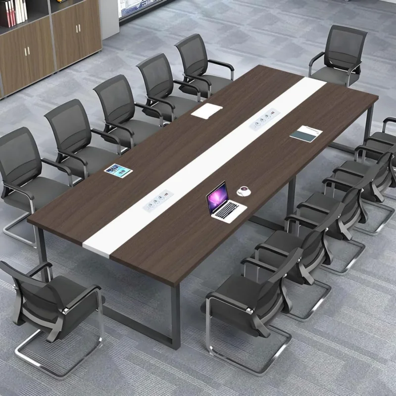 Konferenztisch groß mit Kabeldurchführung – Modernes Büro Meeting Tisch 400x120cm