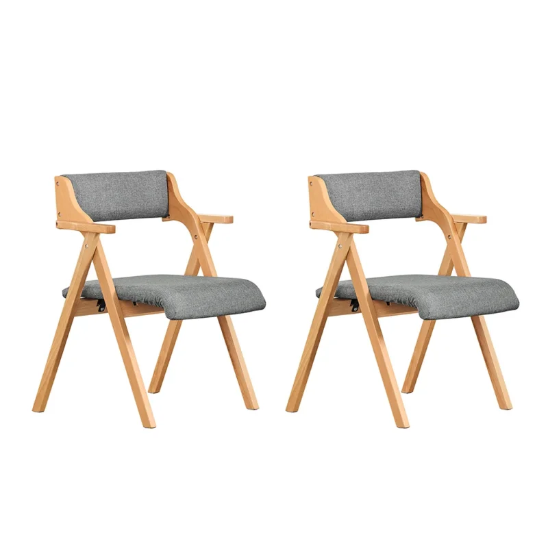 SoBuy Klappstühle 2er Set Holz gepolstert Hellgrau FST98-HGX2