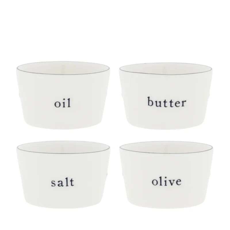 Schalenset für Salz, Butter, Öl, Oliven - 8x4,5 cm (Weiß/Schwarz)