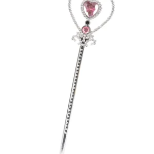 Baguette princesse coeur pour adulte et enfant rose et argentée