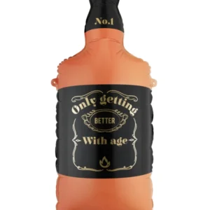Aluminiumballon Whiskyflasche Orange/Schwarz 34 x 86 cm