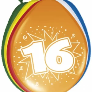 Ballonnen 16 Jaar 30cm 8st van Folat koop je bij Partywinkel