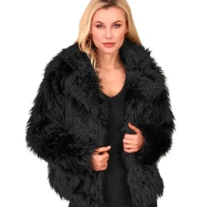 Bontjas Pluche Dames Zwart van Widmann koop je bij Partywinkel