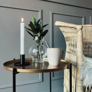 Bord i sort og guld metal - Ø 35cm - VIAMAJA.DK