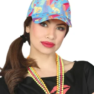 Casquette 80's pour adulte bleu clair à motifs géométriques